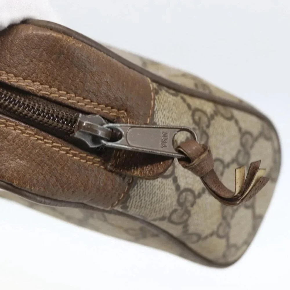 GUCCI GG Supreme Web Sherry Line Clutch Bag PVC Beige Gold 89 01 012 Auth 158514 - Picture 12 of 16